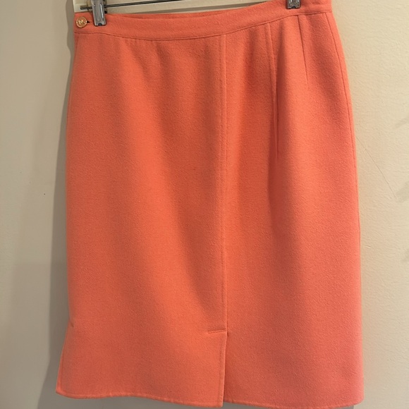 Salvatore Ferragamo Orange Pencil Skirt Knee-Length Pleated - Picture 3 of 5